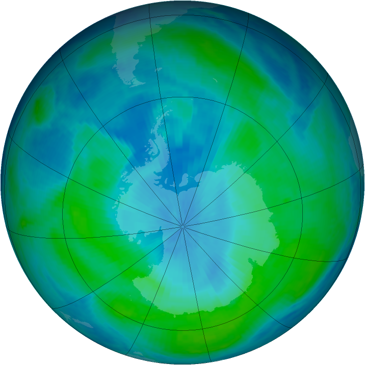 Antarctic ozone map for 11 February 1998